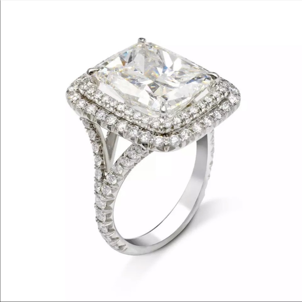 New Luxury Princess 925 Silver Engagement Diamond Ring For Women Lady - Picture 6 of 6